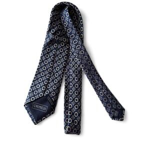 CREMIEUX - Men's Tie - One Size - Navy Blue - Geometric Medallion Print